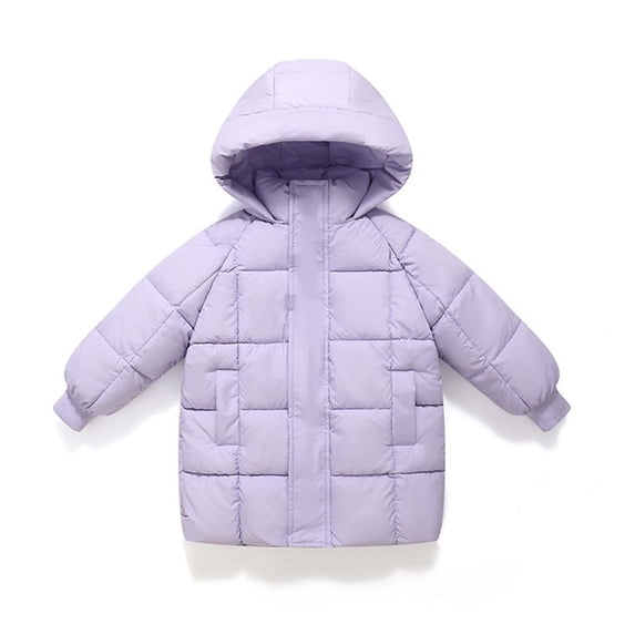 AUNVITO Girls & Boys Winter Puffer Coat Hooded Mid-Length Matte Nylon Insulated Jacket for 2-12Y