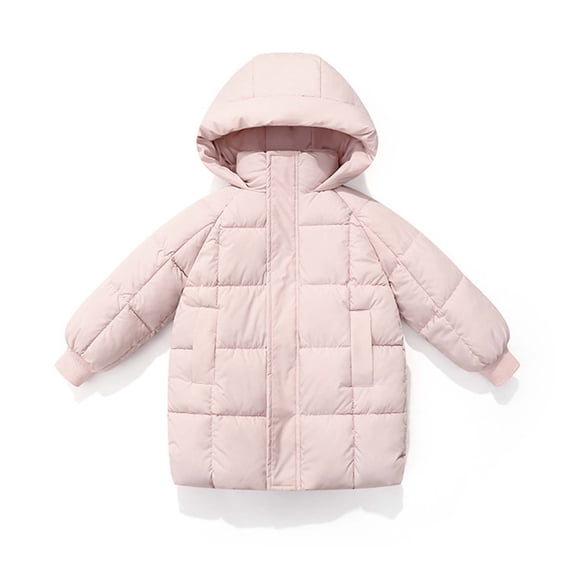 AUNVITO Girls & Boys Winter Puffer Coat Hooded Mid-Length Matte Nylon Insulated Jacket for 2-12Y