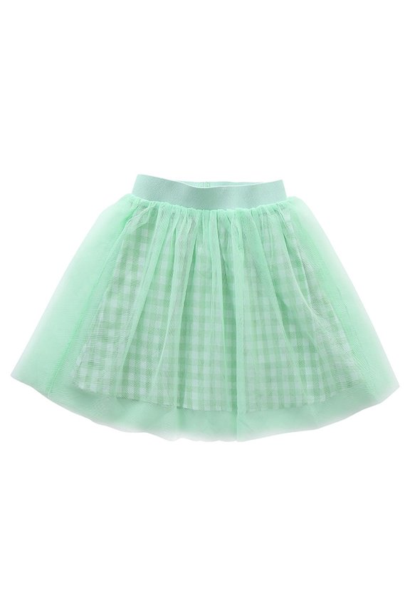 Girls Checkered Mesh Tulle Puffy Skirt Casual Comfortable Short Mini Summer