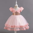 thumbnail image 1 of AUNVITO Girls Dresses Children Glitter Netting Princess Dress Girl Short Sleeve Puffy Gown Dress, 1 of 9