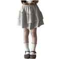 thumbnail image 1 of AUNVITO Girls Elastic Waist Layered Puffy Skirt Ruffle Hem Solid Color A-Line Skirt, 1 of 5
