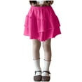 thumbnail image 1 of AUNVITO Girls Elastic Waist Layered Puffy Skirt Ruffle Hem Solid Color A-Line Skirt, 1 of 5