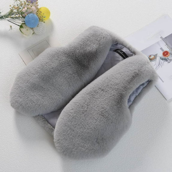 AUNVITO Girls Faux Fur Vest Winter Warm Soft Lightweight Solid Color Casual Style Outerwear for 1-13Y Kids