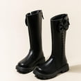 thumbnail image 1 of AUNVITO Girls Fleece-Lined Mid-Calf Boots with Bowknot Detail Round Toe Casual Fashion Ankle Boots for 5-12Y Performance & Fashion Show, 1 of 9