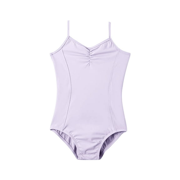 AUNVITO Girls High Elastic Ballet Leotard Backless Spaghetti Strap Gymnastics Romper Shorts Solid Color Dance Outfit
