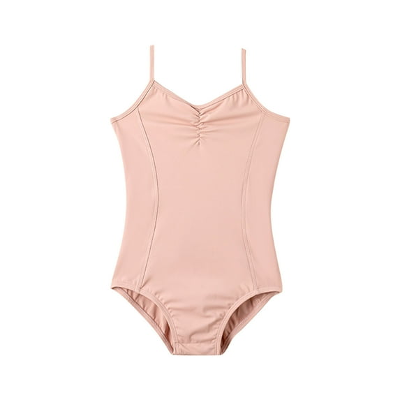AUNVITO Girls High Elastic Ballet Leotard Backless Spaghetti Strap Gymnastics Romper Shorts Solid Color Dance Outfit