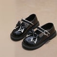 thumbnail image 1 of AUNVITO Girls Leather Shoes Soft Sole Bow Hook & Loop British Style Princess Performance Dress Shoes 4-14Y, 1 of 9