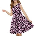 thumbnail image 1 of AUNVITO Girls Leopard Print Sleeveless Dress Round Neck Waist Cinched Dance Dress Spring Summer Casual Performance Outfit, 1 of 6