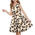 thumbnail image 1 of AUNVITO Girls Leopard Print Sleeveless Dress Round Neck Waist Cinched Dance Dress Spring Summer Casual Performance Outfit, 1 of 6