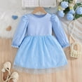 thumbnail image 1 of AUNVITO Girls Long Sleeve Flutter Sleeve Round Neck Dress with Star Print Net Tutu Stylish Princess Party Style, 1 of 8
