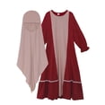 thumbnail image 1 of AUNVITO Girls Long Sleeve Round Neck Ruffle Trim Dress Two Piece Set Casual and Elegant, 1 of 9
