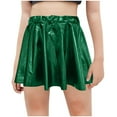 thumbnail image 1 of AUNVITO Girls Metallic Skater Skirt Sparkly Shiny Flared Pleated A-Line Mini Skirt, 1 of 4