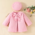 thumbnail image 1 of AUNVITO Girls Outfit 2-Piece Set Solid Color Bow Thickened Hooded Long Sleeve Coat & Shirt Set Fall Winter Cozy Style, 1 of 7