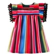 thumbnail image 1 of AUNVITO Girls Patchwork Striped Fly Sleeve Dress Summer Short Sleeve Round Neck Independence Day Casual Toddler Outfit, 1 of 8