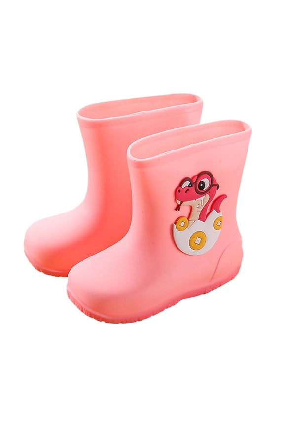 Girls Rain Boots Snake Print Non-Slip Waterproof Short Rubber Shoes Outdoor & Indoor Playful Design for Toddlers 2-7 Years