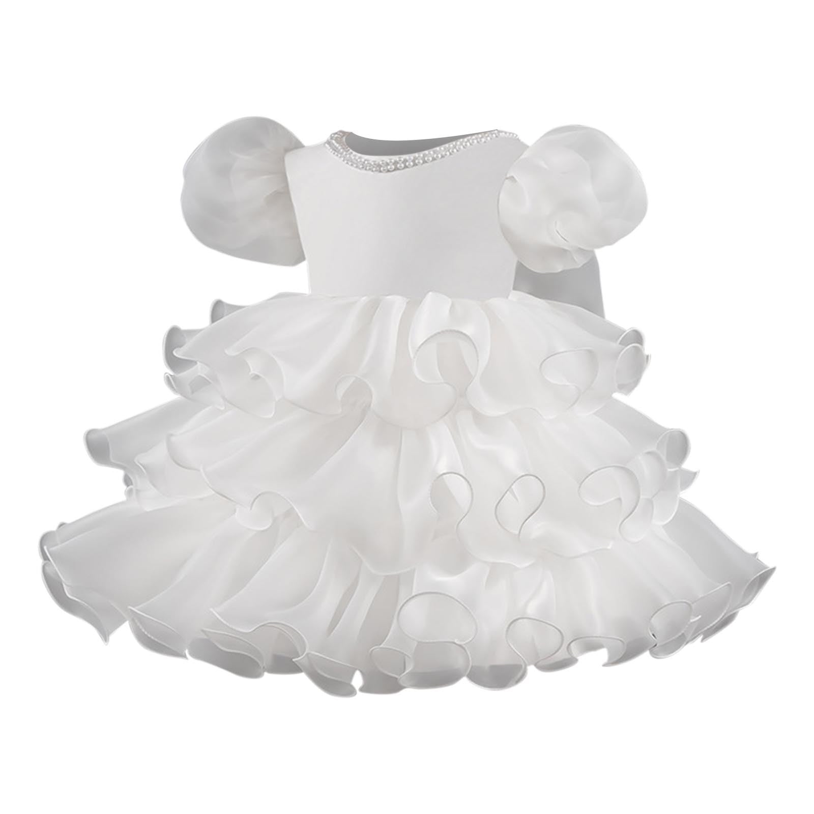 Tea Length Round Neck Short Sleeves Layered Girl Party Dress with Sequins