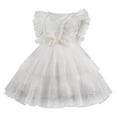 thumbnail image 1 of AUNVITO Girls Short Sleeve Round Neck Dress Solid Color Mesh & Tulle Party Pageant Princess Ball Gown Tutu Elegant Evening, 1 of 6