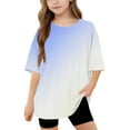 thumbnail image 1 of AUNVITO Girls Short Sleeve T shirt Kids Summer Oversized Gradient Crew Neck Tops Casual Basic Tee 5-14Years, 1 of 8