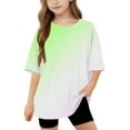 thumbnail image 1 of AUNVITO Girls Short Sleeve T shirt Kids Summer Oversized Gradient Crew Neck Tops Casual Basic Tee 5-14Years, 1 of 3