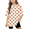 thumbnail image 1 of AUNVITO Girls Short Sleeve T shirt Kids Summer Oversized Polka Dots Crew Neck Tops Casual Basic Tee 5-14Years, 1 of 4