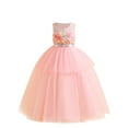 thumbnail image 1 of AUNVITO Girls Sleeveless Round Neck Ball Gown Dress 3D Floral Tulle Appliques Princess Party Evening, 1 of 9
