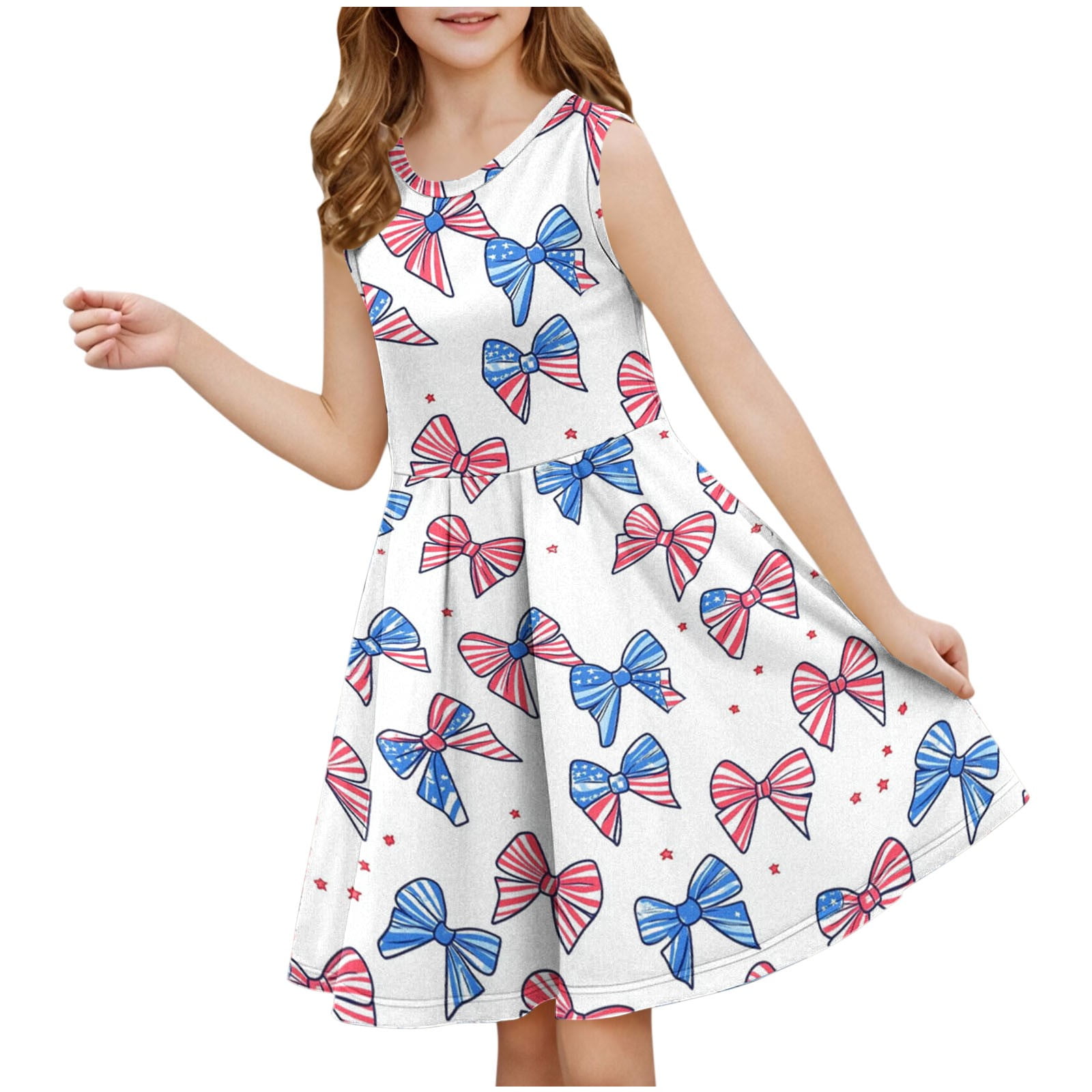 Robe Fille Sans Manches Dollie Me Taille 12 - 4 Juillet Motif Multicolore - Coton 100% - Occasion Très Bon état