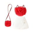 thumbnail image 1 of AUNVITO Girls Sleeveless Solid Color 3D Floral Applique Tank Top with Shorts Skirt and Handbag 3-Piece Outfit Set, 1 of 9
