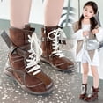 thumbnail image 1 of AUNVITO Girls Soft Sole Ankle Booties with Easy Zipper Closure Lightweight Winter Shoes for 4-14Y Princess Style Solid Color Casual School Boots, 1 of 9
