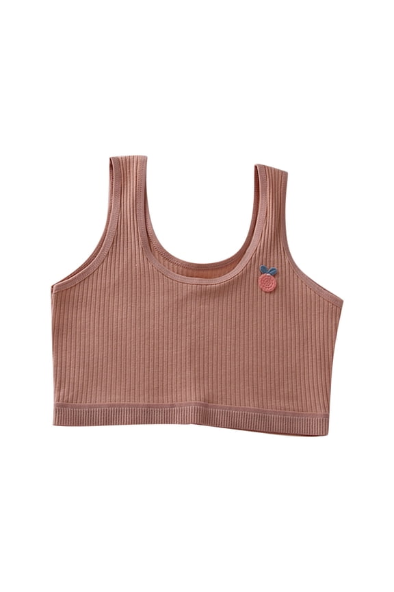 Girls Sports Tank Top Supportive Comfortable Breathable Double-Layer 100% Cotton Mid-Length Athletic Undershirt