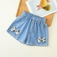 thumbnail image 1 of AUNVITO Girls Summer Denim Pleated Skirt Bow Lace Trim Elastic Waist Casual Cute Short Skirt with Pockets, 1 of 7