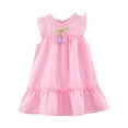 thumbnail image 1 of AUNVITO Girls Summer Dress Round Neck Flutter Sleeve Tulip Print Sweet Princess Short Sleeve, 1 of 9