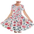 thumbnail image 1 of AUNVITO Girls Summer Floral Print Short Sleeve Round Neck Ballet Dress Tutu Dance Skirt Party Outfit, 1 of 4