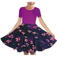 thumbnail image 1 of AUNVITO Girls Summer Floral Print Short Sleeve Round Neck Ballet Dress Tutu Dance Skirt Party Outfit, 1 of 4