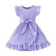thumbnail image 1 of AUNVITO Girls Summer Flutter Sleeve Ribbed Princess Dress Round Neck Short Sleeve Solid Color Casual, 1 of 6