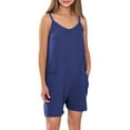 thumbnail image 1 of AUNVITO Girls Summer Sleeveless Casual Thin Straps Overalls Shorts with Pockets, 1 of 8