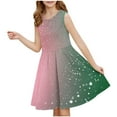 thumbnail image 1 of AUNVITO Girls Summer Sleeveless Dress with Sequins Print Round Neck Fitted Waist Casual Dress, 1 of 6