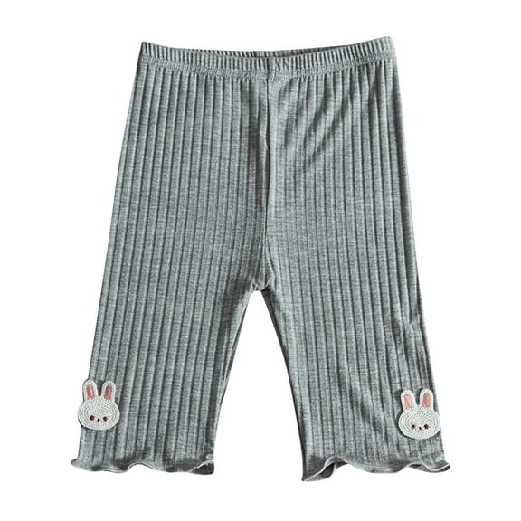 AUNVITO Girls Summer Thin Ribbed Leggings Capri Mid-Length Safety Shorts Outerwear Pants