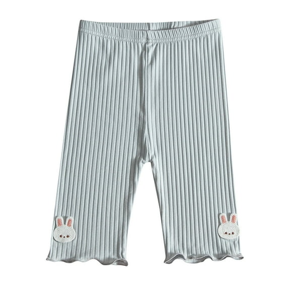 AUNVITO Girls Summer Thin Ribbed Leggings Capri Mid-Length Safety Shorts Outerwear Pants