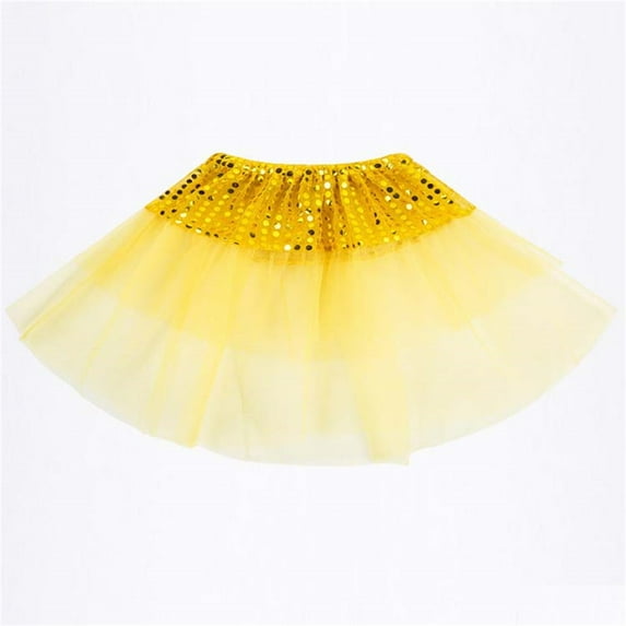 AUNVITO Girls Tutu Skirt Solid Color Sequins Elastic Waist Mesh Panel Dance Performance Skirt Sparkly Stage Elegant