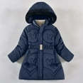 thumbnail image 1 of AUNVITO Girls Winter Coat with Big Fur Collar & Bowknot Print Thickened Warm Cotton Jacket for 5-11Y, 1 of 5