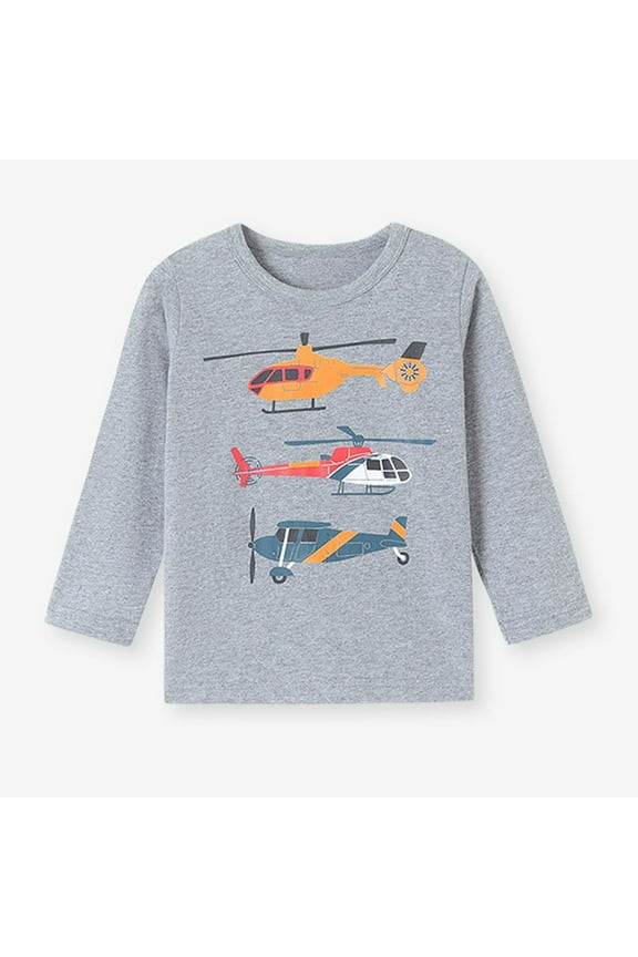 Glow-in-the-Dark Fire Rescue Boys Thermal Shirt Long Sleeve Round Neck Soft Cotton Cozy Winter Top 2-8Y