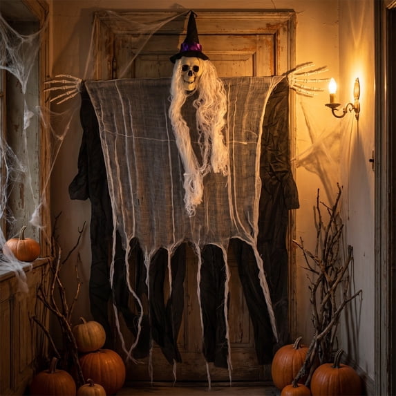 AUNVITO Halloween Pendant Hanging Ornament, Spooky Scene Decoration Prop for Home Indoor Party Festival Backdrop Decor, 1pc