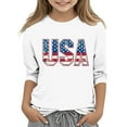 thumbnail image 1 of AUNVITO Kids 3/4 Sleeve & Round Neck T-shirts 4th of July Print Tops, 1 of 4