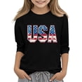 thumbnail image 1 of AUNVITO Kids 3/4 Sleeve & Round Neck T-shirts 4th of July Print Tops, 1 of 4