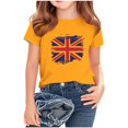 thumbnail image 1 of AUNVITO Kids British Flag Print Casual Loose Fit Round Neck Short Sleeve T-Shirt Comfortable Top, 1 of 4