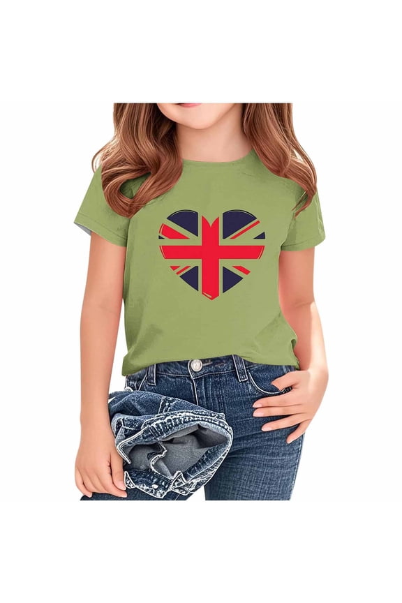 Kids British Flag Print Casual Loose Fit Round Neck Short Sleeve T-shirt Streetwear Top