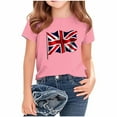 thumbnail image 1 of AUNVITO Kids British Flag Print Casual Loose Fit T-Shirt Short Sleeve Crew Neck Graphic Tee, 1 of 4