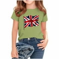 thumbnail image 1 of AUNVITO Kids British Flag Print Casual Loose Fit T-Shirt Short Sleeve Crew Neck Graphic Tee, 1 of 4