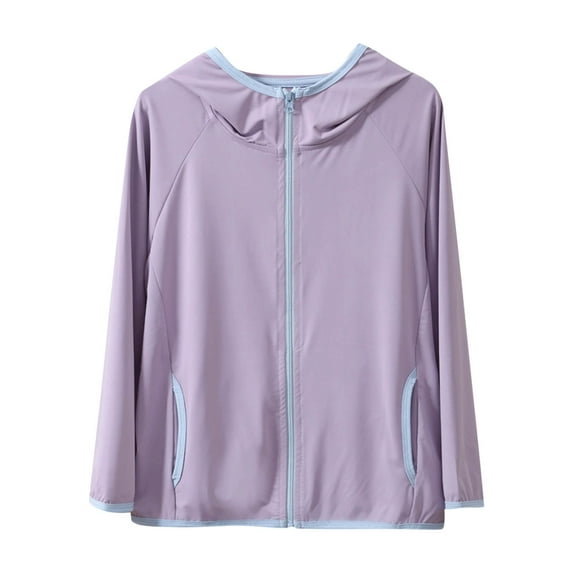 AUNVITO Kids Casual Hooded Sun Protection Jacket Lightweight Ice Silk UPF 50+ Breathable Long Sleeve Loose Fit Spring Summer Outdoor Wear