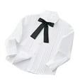 thumbnail image 1 of AUNVITO Kids Casual School Shirt Long Sleeve Button-Up Collared Top with Lace Tie Solid Color Design, 1 of 2
